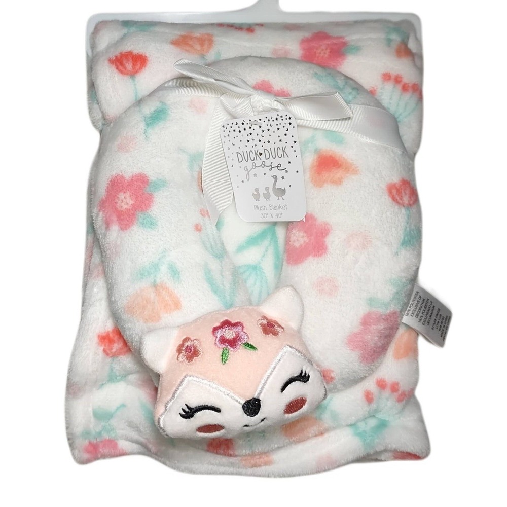 Duck‎ Goose Floral Baby Girl Blanket Fox Neck Support Set Plush Cat Lovey NWT